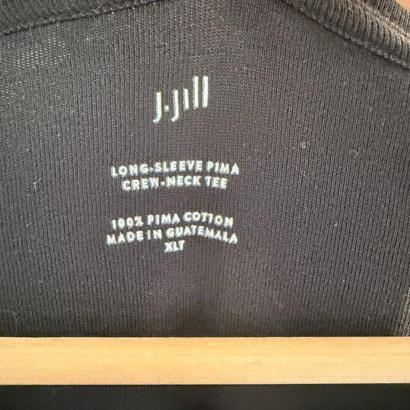 J Jill Women XLT 100% Pima Cotton Crew Neck Tee Long Sleeve Black Relaxed Basic - Picture 6 of 9